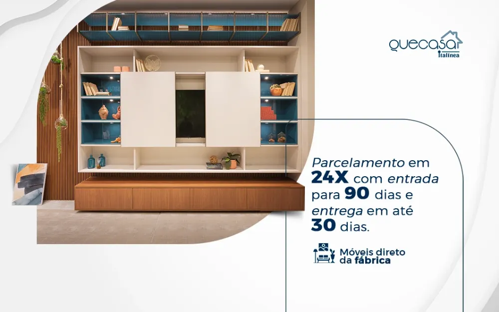 Parcelamento em 24x com entrada para 90 dias e entrega em até 30 dias. Móveis direto da fábrica.